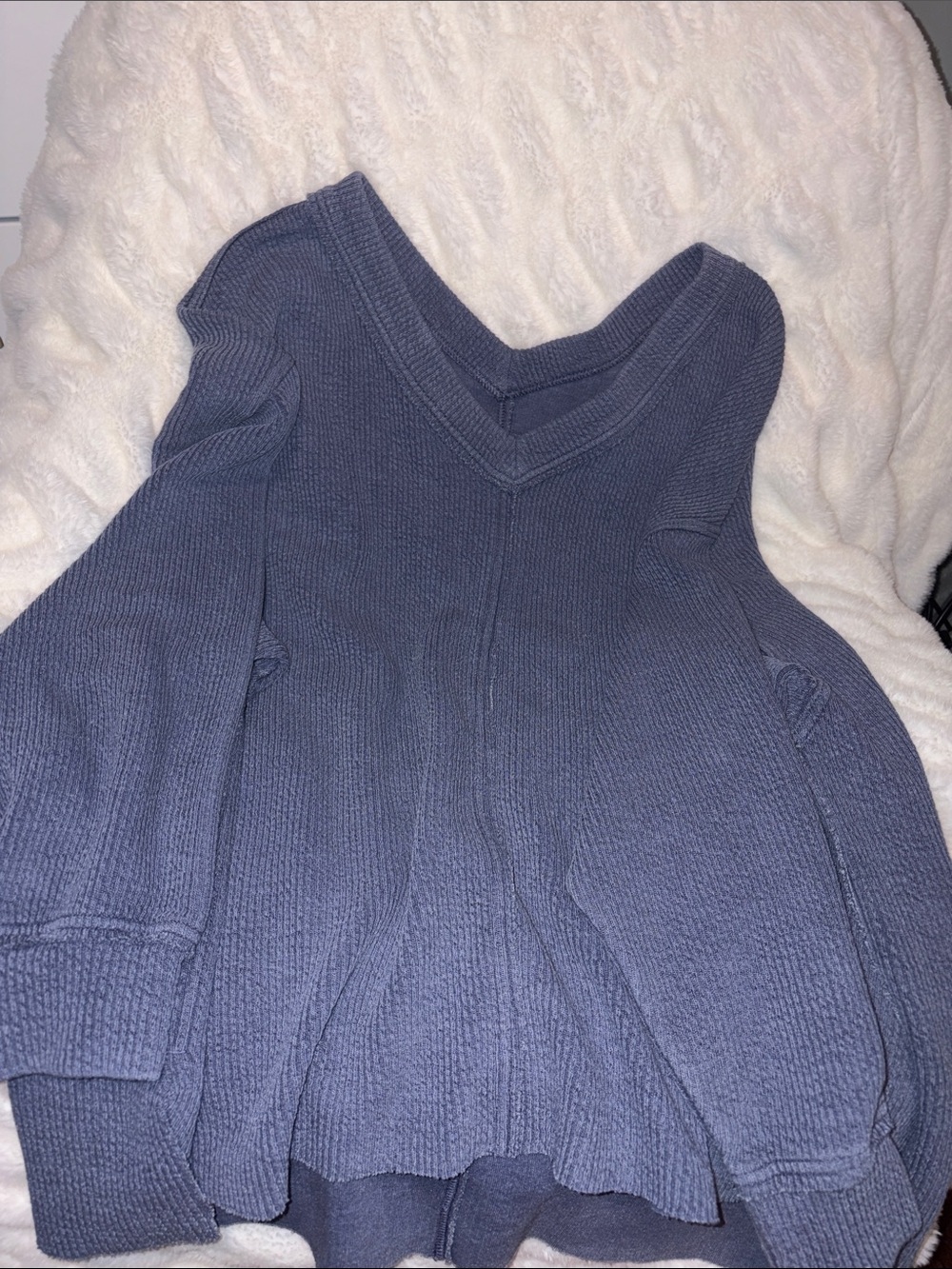 aerie Deep Blue V-Neck Ribbed Sweater